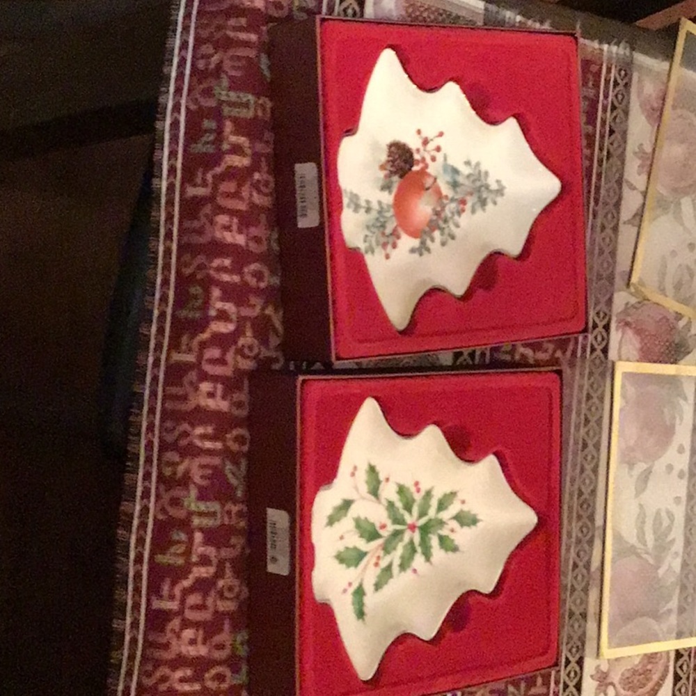 Lenox platinum holiday candy dish set of 2 new in box
